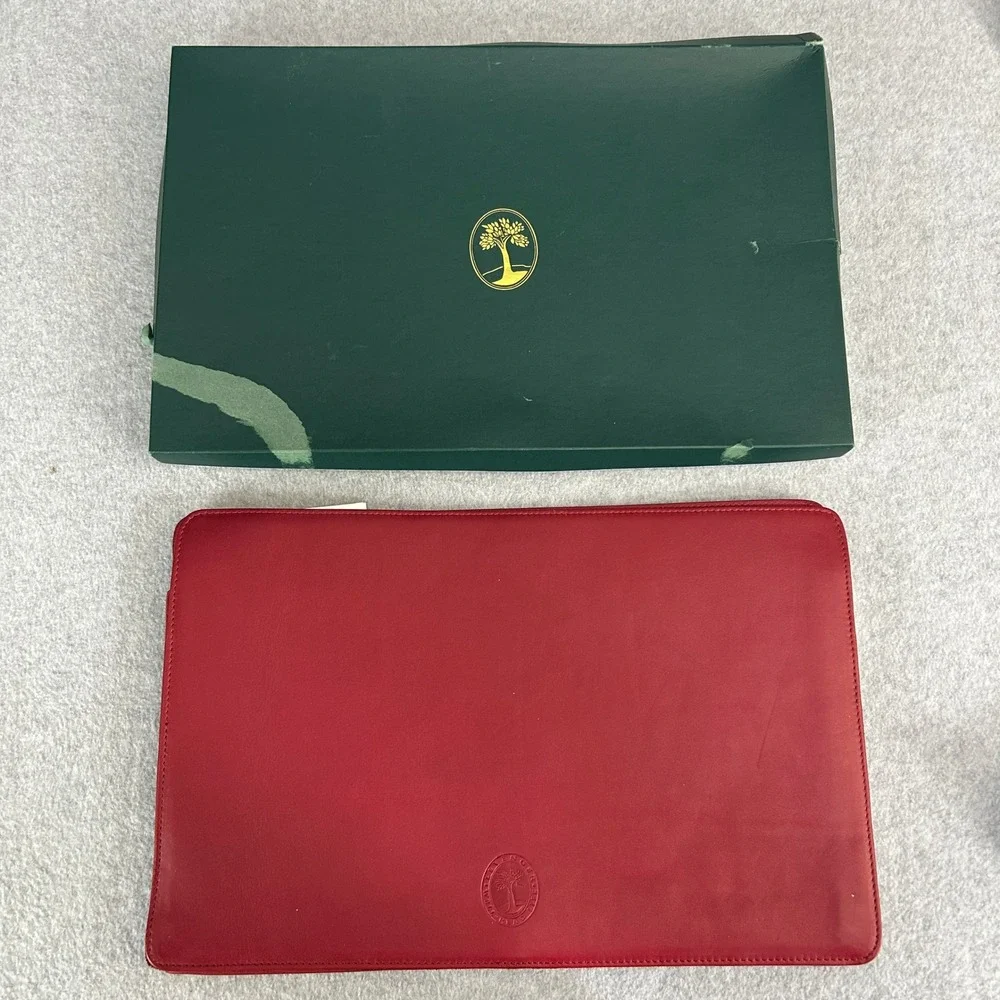 DLN Monogram Levenger Leather Document Envelope Red Legal Size Sleeve Office
